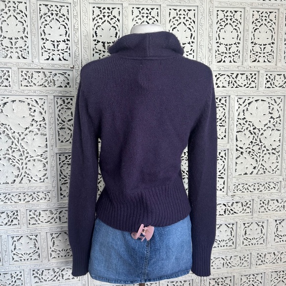 Valerie Bertinelli Wool Angora Purple Eggplant Ruffle Y2K Soft Cardigan Sz M - Picture 6 of 8